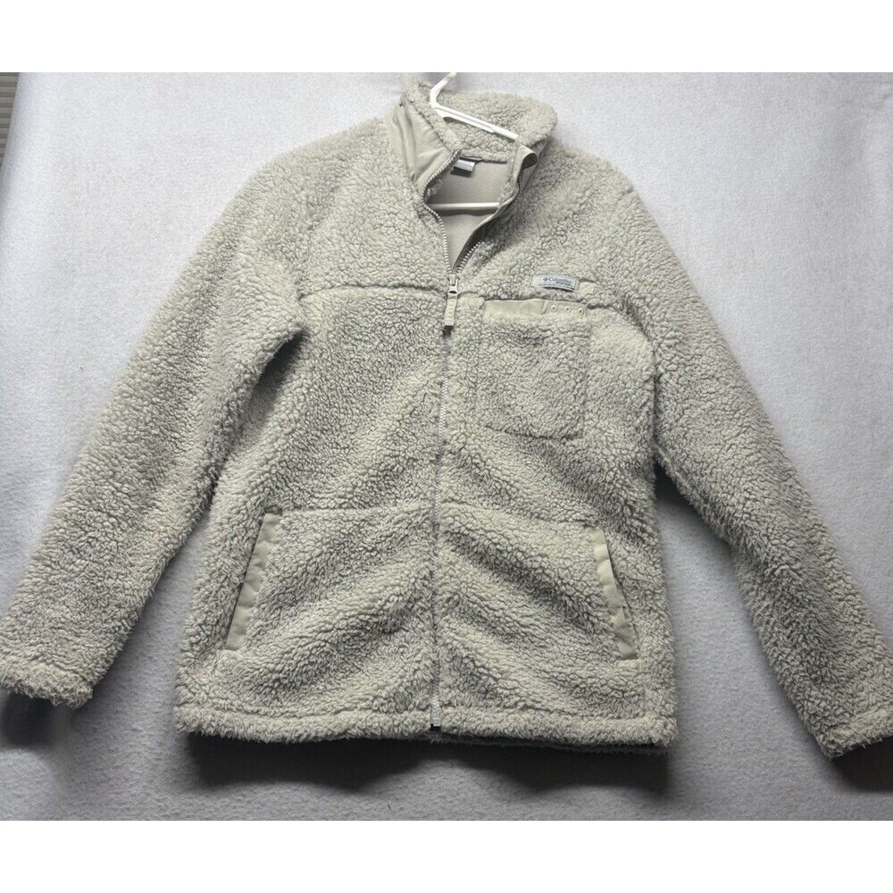 Columbia PFG Women’s Sherpa Fleece Teddy Jacket Gray Full Zip Size Medium